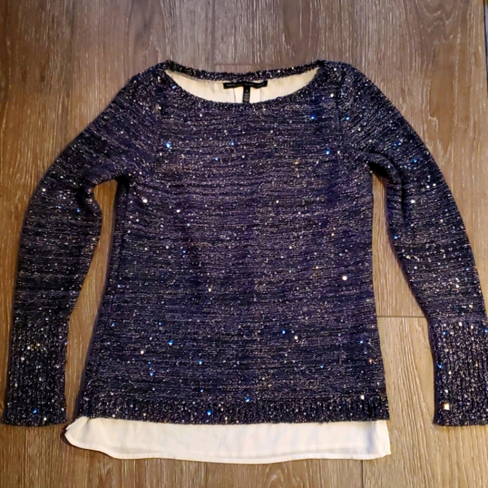 WHBM Navy blue layered sweater